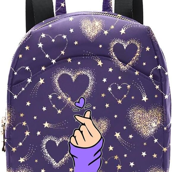 Mini Waterproof Backpack Women Small Purses Daily Pack Love Heart Purple main image 5